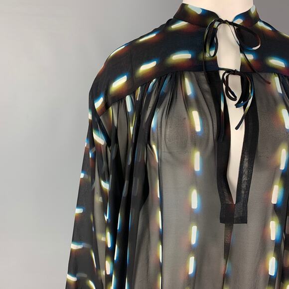 DRIES VAN NOTEN SS 21 Size 8 Black Multi-Color Silk Print Tunic Dress - Picture 2 of 6